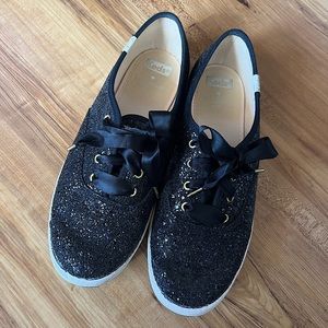 7.5 Kate Spade Ladies Ked Black Sparkle Sneaker Shoes